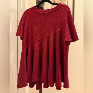 Entro- Women's Textured raw edge Top - Red